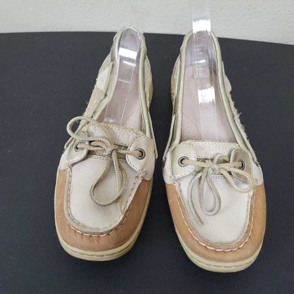 Sperry Top Sider Womens STS93259 White Silver Round Toe‎ Boat Shoes Size 10 M - Picture 2 of 6